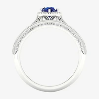 Modern Bride Gemstone Womens 1/ CT. T.W. Genuine Pink Sapphire 10K Gold Round Halo Bridal Set