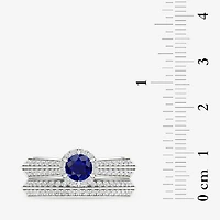 Modern Bride Gemstone Womens 1/ CT. T.W. Genuine Pink Sapphire 10K Gold Round Halo Bridal Set