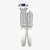Modern Bride Gemstone Womens 1/ CT. T.W. Genuine Pink Sapphire 10K Gold Round Halo Bridal Set
