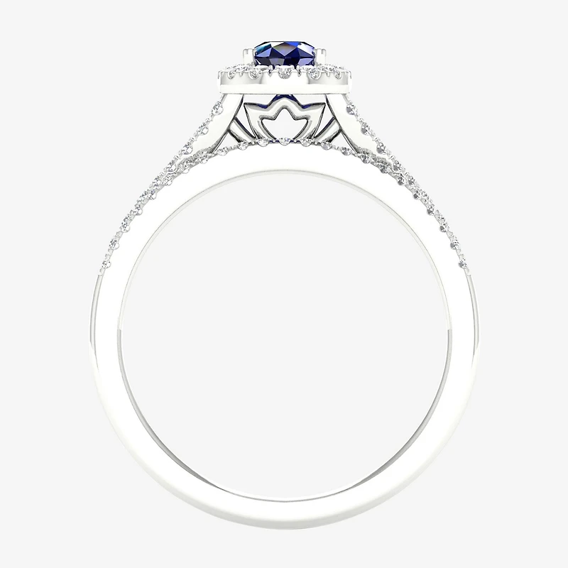 Modern Bride Gemstone Womens 1/3 CT. T.W. Lead Glass-Filled Red Ruby 10K Gold Pear Halo Bridal Set