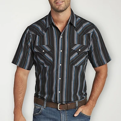 Ely Cattleman Stripe Big and Tall Mens Short Sleeve Western Shirt