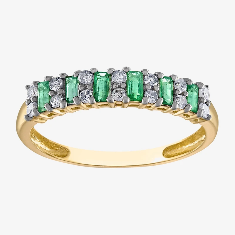Womens 1/5 CT. Genuine Green Emerald 10K Gold Band