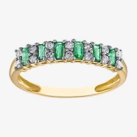 Womens 1/5 CT. Genuine Green Emerald 10K Gold Band