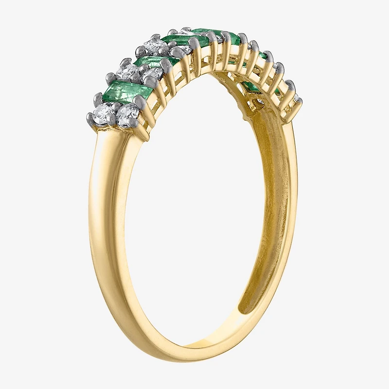 Womens 1/5 CT. Genuine Green Emerald 10K Gold Band