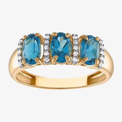 Womens 2MM 1/10 CT. T.W. Genuine Blue Topaz 10K Gold Oval Band