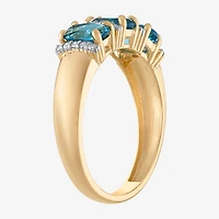 Womens 2MM 1/10 CT. T.W. Genuine Blue Topaz 10K Gold Oval Band