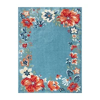 Town And Country Hibiscus Floral Outdoor Indoor Rectangular Area Rug