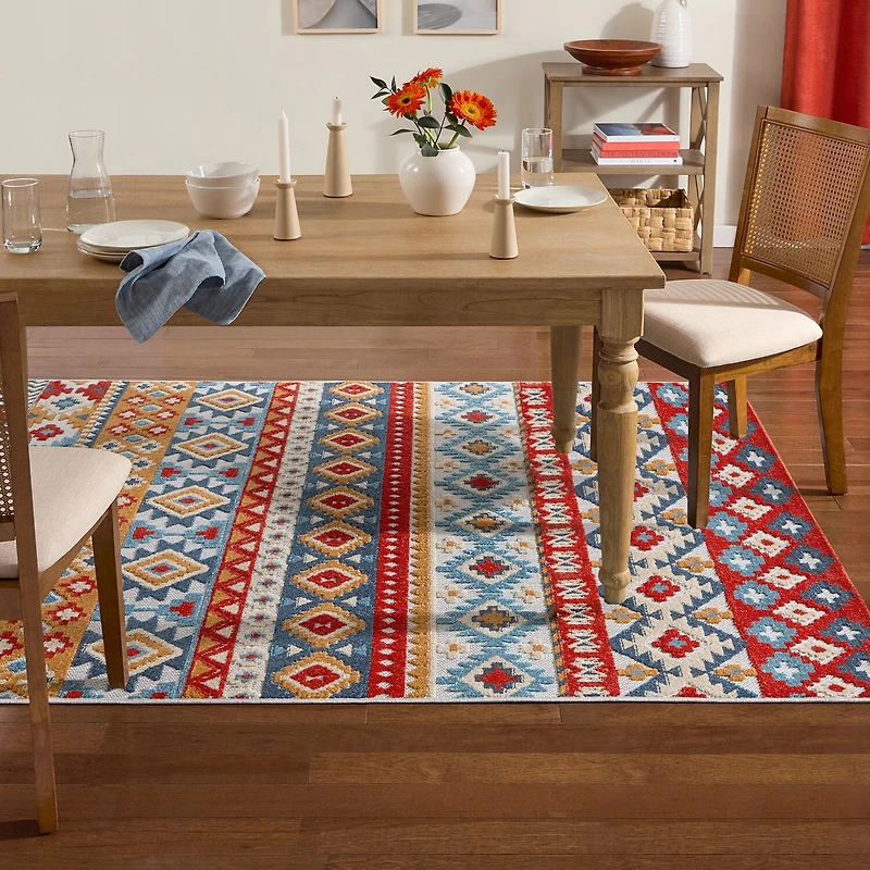 Town And Country Dahlia Pattern Outdoor Indoor Rectangular Area Rug