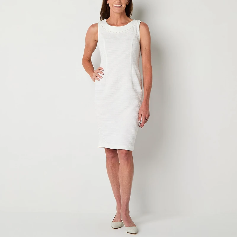 Maya Brooke Womens Pearl Trim Jacket Dress