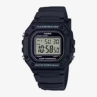 Casio Mens Digital Black Strap Watch W218h-1avos