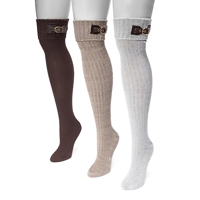Muk Luks Womens Multi-Pack 3 Pair Boot Socks