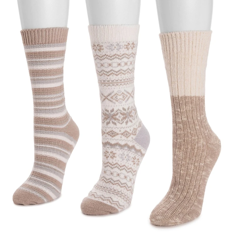 Muk Luks Womens Multi-Pack 3 Pair Boot Socks