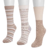 Muk Luks Womens Multi-Pack 3 Pair Boot Socks