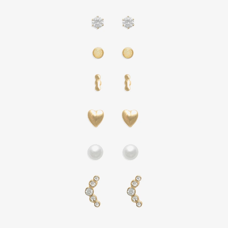 Mixit Womens Glass Hypoallergenic 6 Pair Earring Set