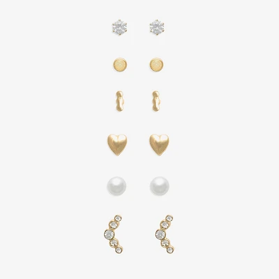 Mixit Womens Glass Hypoallergenic 6 Pair Earring Set