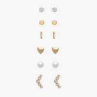Mixit Womens Glass Hypoallergenic 6 Pair Earring Set