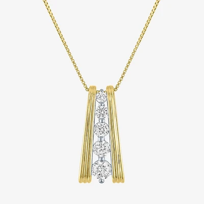 G-H/ Si2-I1 Womens 5/8 CT. T.W. Lab Grown White Diamond 14K Gold Over Silver 18 Inch Pendant Necklace