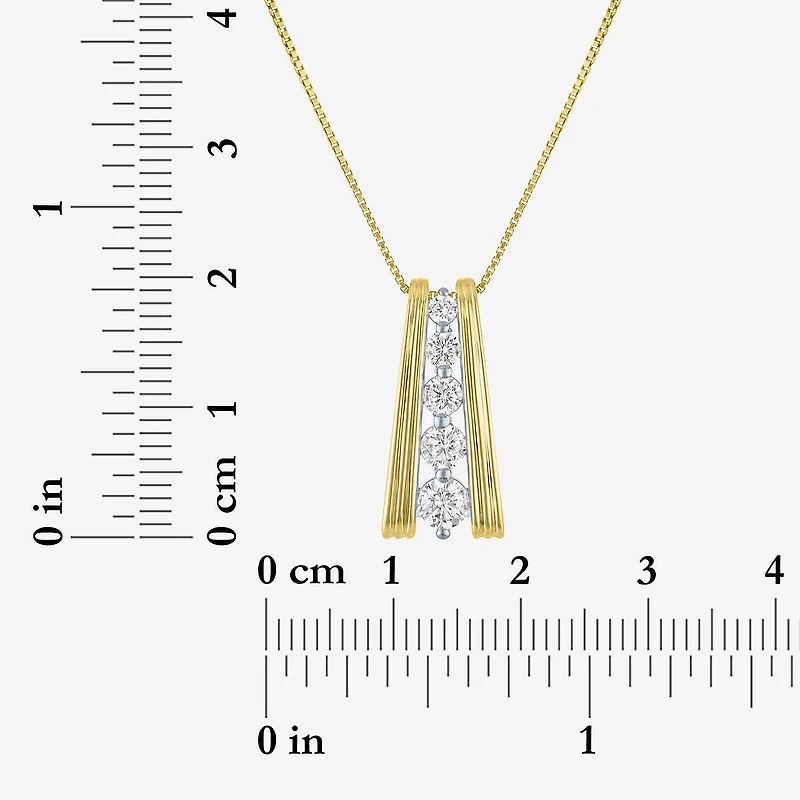 G-H/ Si2-I1 Womens 5/8 CT. T.W. Lab Grown White Diamond 14K Gold Over Silver 18 Inch Pendant Necklace