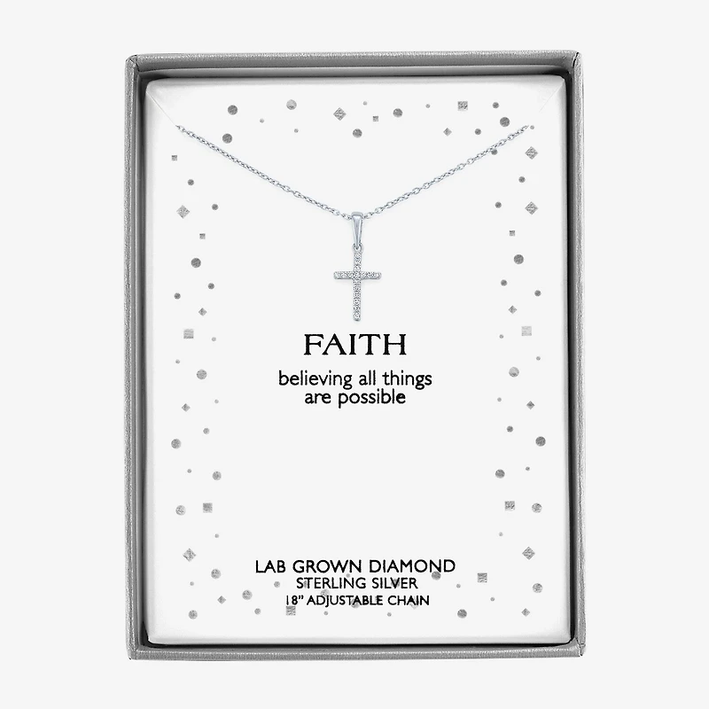 Cross (G-H,Si2-I1) Womens Diamond Accent Lab Grown White Diamond Accent Sterling Silver Cross 16 Inch Pendant Necklace