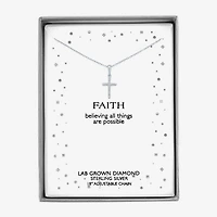 Cross (G-H,Si2-I1) Womens Diamond Accent Lab Grown White Diamond Accent Sterling Silver Cross 16 Inch Pendant Necklace