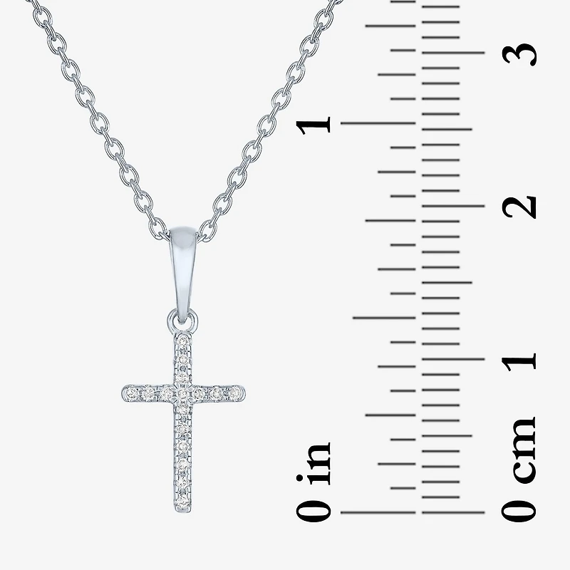 Cross (G-H,Si2-I1) Womens Diamond Accent Lab Grown White Diamond Accent Sterling Silver Cross 16 Inch Pendant Necklace