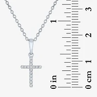 Cross (G-H,Si2-I1) Womens Diamond Accent Lab Grown White Diamond Accent Sterling Silver Cross 16 Inch Pendant Necklace