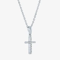 Cross (G-H,Si2-I1) Womens Diamond Accent Lab Grown White Diamond Accent Sterling Silver Cross 16 Inch Pendant Necklace