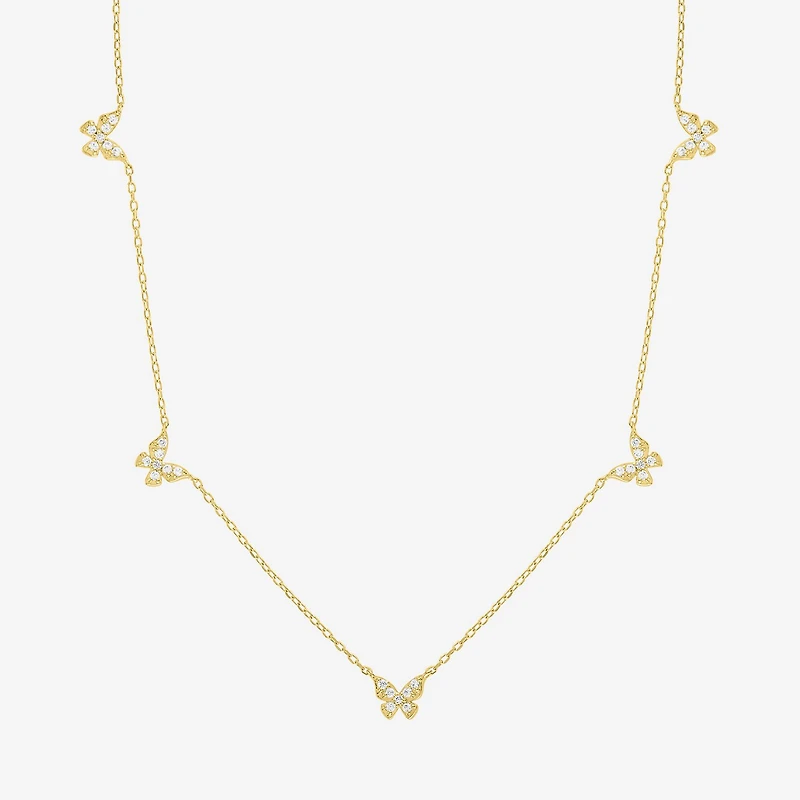 Diamond Addiction Butterfly (G-H/ Si2-I1) Womens 1/4 CT. T.W. Lab Grown White Diamond 14K Gold Over Silver Butterfly 18 Inch Pendant Necklace