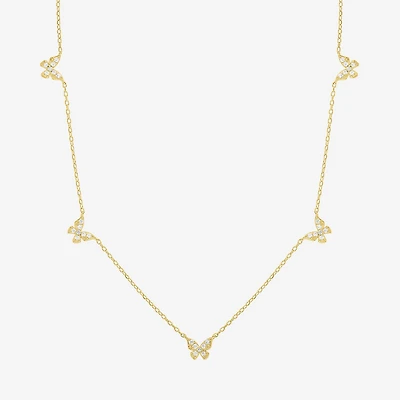 Diamond Addiction Butterfly (G-H/ Si2-I1) Womens 1/4 CT. T.W. Lab Grown White Diamond 14K Gold Over Silver Butterfly 18 Inch Pendant Necklace