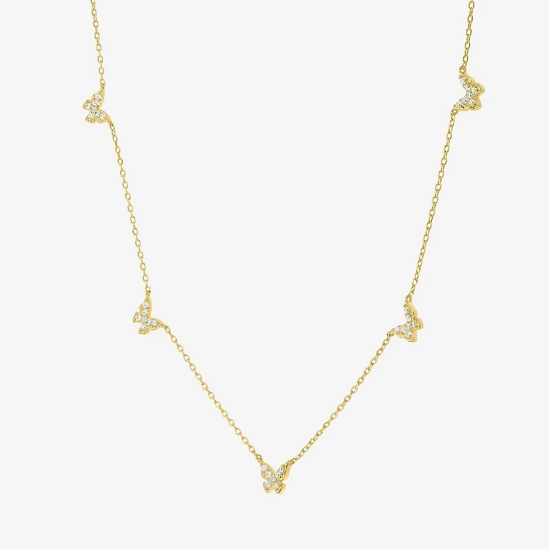 Diamond Addiction Butterfly (G-H/ Si2-I1) Womens 1/4 CT. T.W. Lab Grown White Diamond 14K Gold Over Silver Butterfly 18 Inch Pendant Necklace
