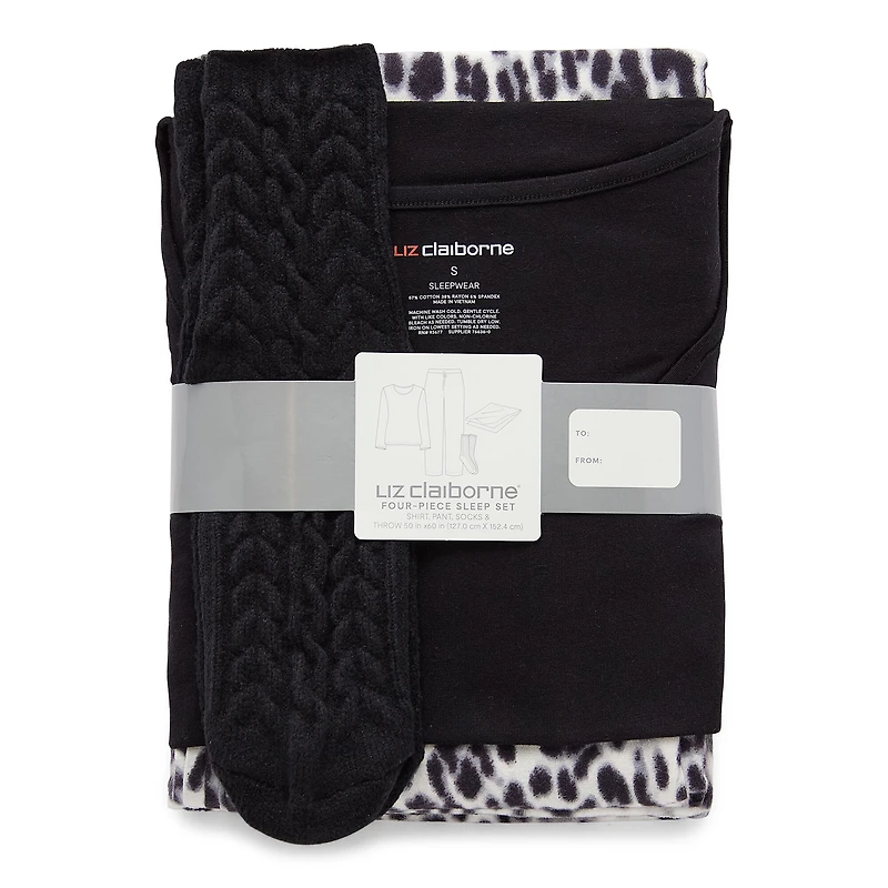 Liz Claiborne Womens Long Sleeve 4-pc. Pajama Set