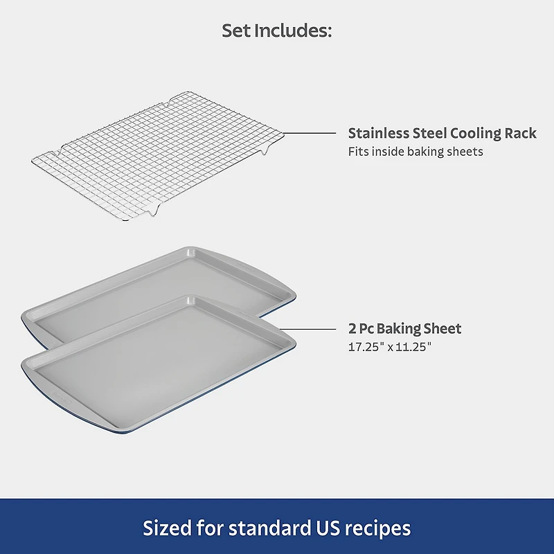 Tramontina Rise 3-pc. Cookie Sheet and Cooling Rack Set