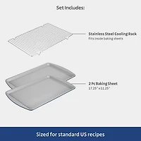 Tramontina Rise 3-pc. Cookie Sheet and Cooling Rack Set