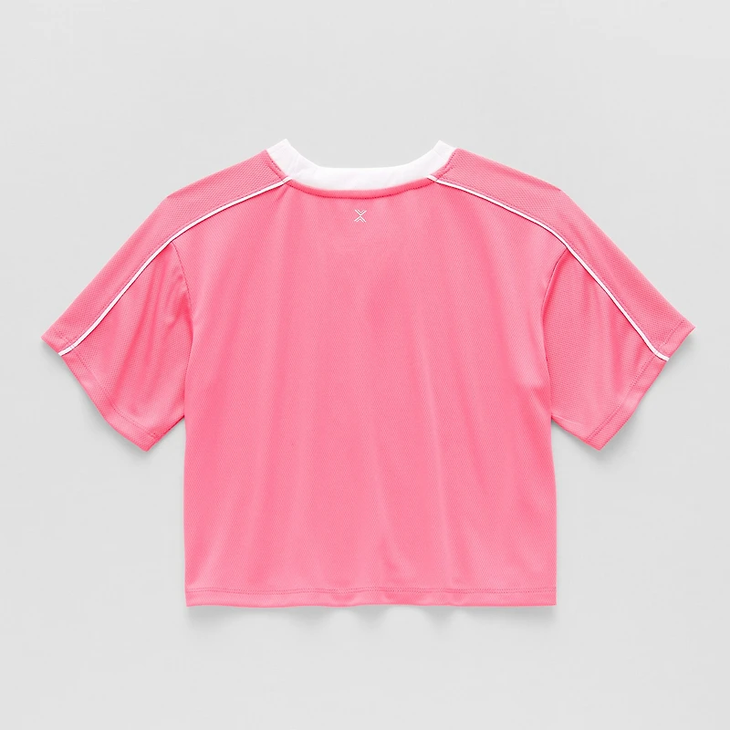 Xersion Little & Big Kid Girls V Neck Short Sleeve Moisture Wicking Quick Dry Jersey