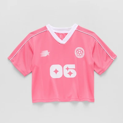 Xersion Little & Big Kid Girls V Neck Short Sleeve Moisture Wicking Quick Dry Jersey