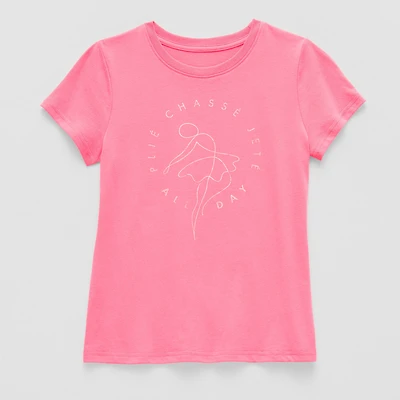 Xersion Little & Big Kid Girls Crew Neck Short Sleeve Regular Fit Graphic T-Shirt