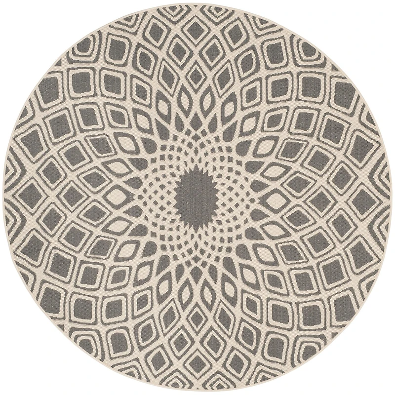 Safavieh Courtyard Collection Jacinth Geometric Indoor/Outdoor Round Area Rug