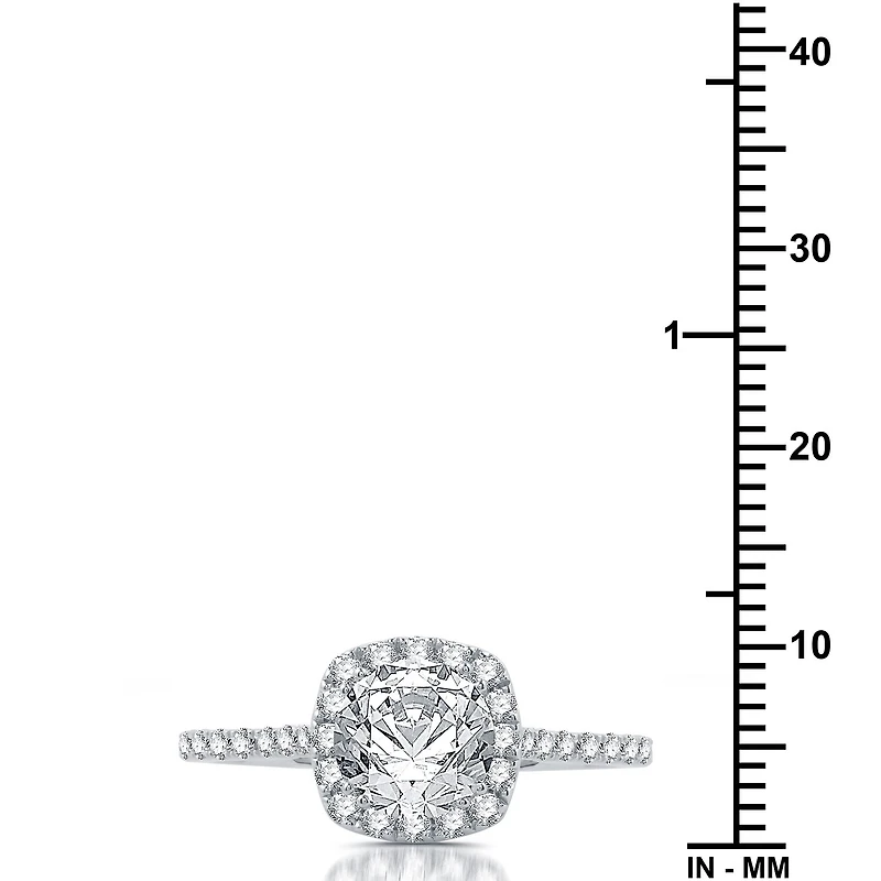 Signature By Modern Bride Womens 2 1/4 CT. T.W. Natural Diamond 14K Gold Cushion Side Stone Halo Bridal Set