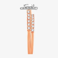 Signature By Modern Bride Womens 1 CT. T.W. (H-I / SI1-SI2) Lab-Grown Diamond Cushion Halo Bridal Set 10K or 14K Gold