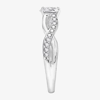 Diamonart Womens Cubic Zirconia Sterling Silver Round Crossover Side Stone Promise Ring
