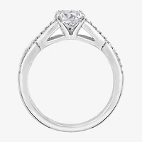 Diamonart Womens Cubic Zirconia Sterling Silver Round Crossover Side Stone Promise Ring