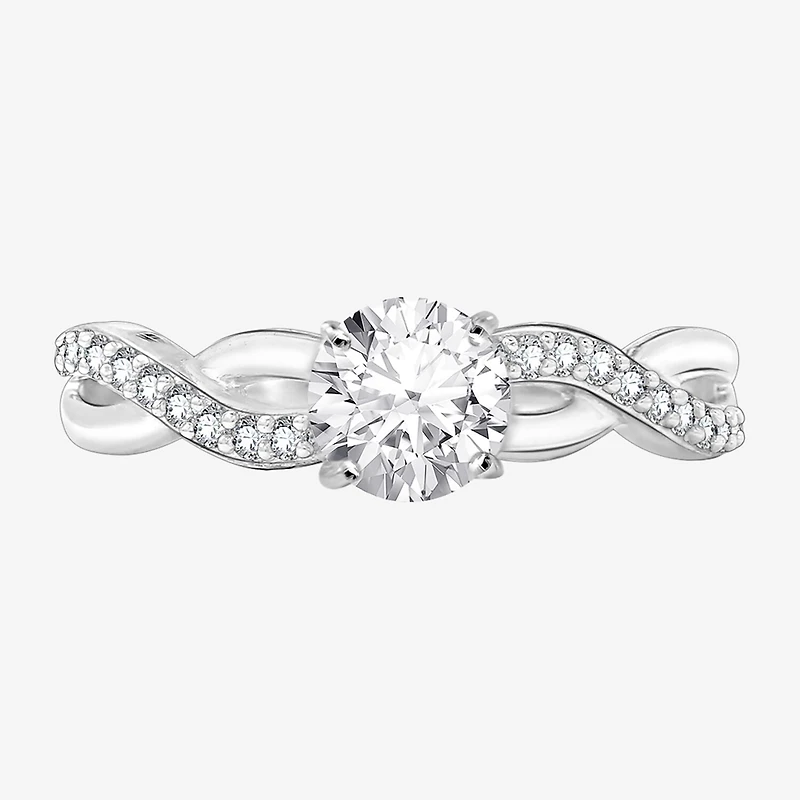 Diamonart Womens Cubic Zirconia Sterling Silver Round Crossover Side Stone Promise Ring