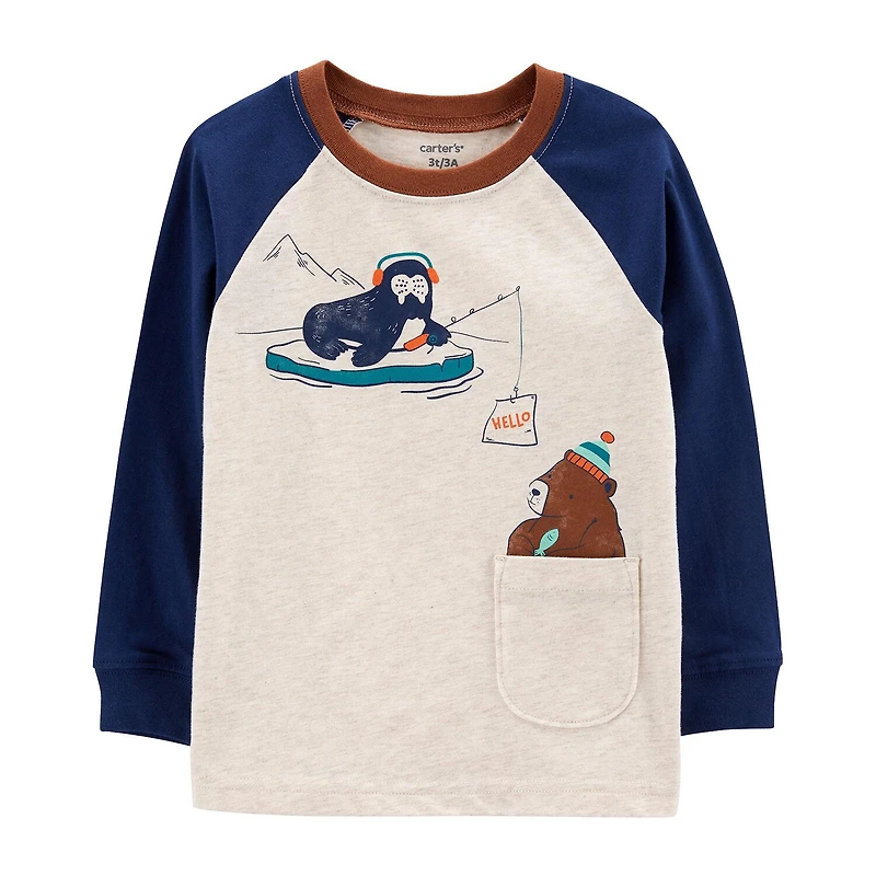 Carter's Toddler Boys Crew Neck Long Sleeve Regular Fit Graphic T-Shirt