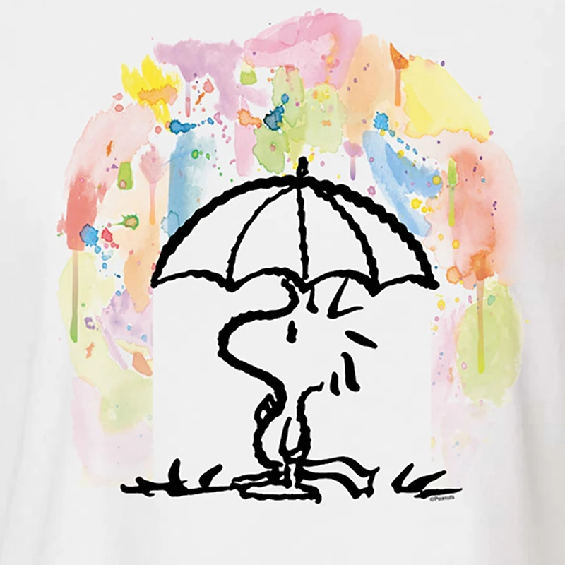 Umbrella Woodstock Cropped Tee Womens Juniors Crew Neck Long Sleeve Regular Fit Peanuts Graphic T-Shirt