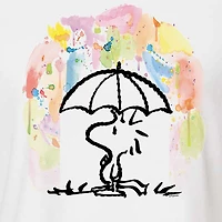 Umbrella Woodstock Cropped Tee Womens Juniors Crew Neck Long Sleeve Regular Fit Peanuts Graphic T-Shirt