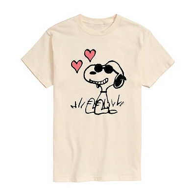 Snoopy Sunglasses Tee Womens Juniors Crew Neck Short Sleeve Regular Fit Peanuts Graphic T-Shirt