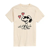 Snoopy Sunglasses Tee Womens Juniors Crew Neck Short Sleeve Regular Fit Peanuts Graphic T-Shirt