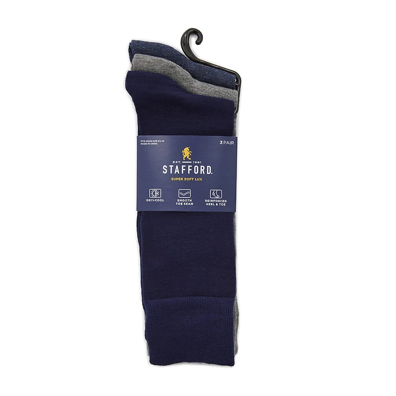 Stafford Super Soft Lux Mens 3 Pair Crew Socks