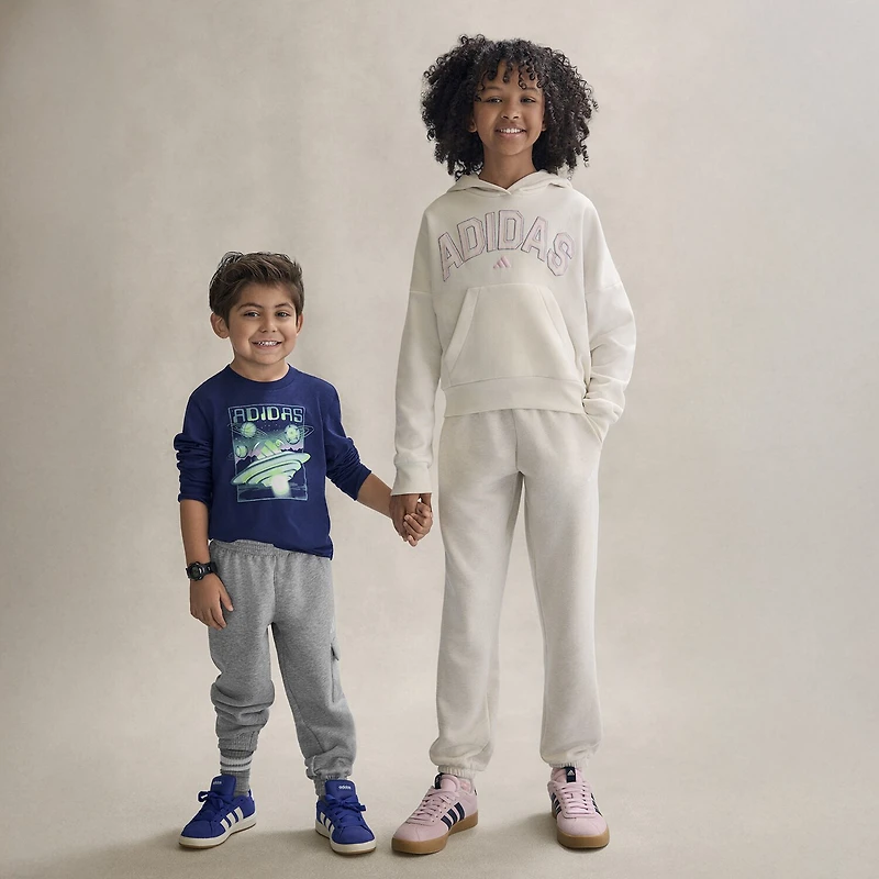 adidas Big Kid Girls Cuffed Mid Rise Loose Fit Fleece Jogger Pant