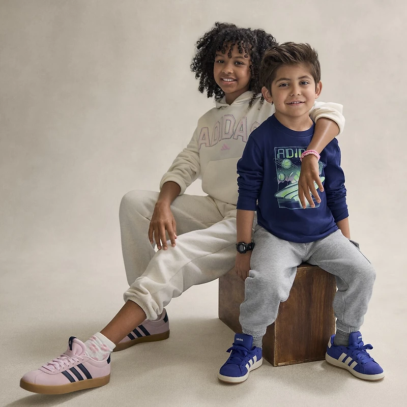 adidas Big Kid Girls Cuffed Mid Rise Loose Fit Fleece Jogger Pant